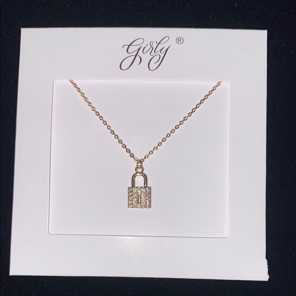 Gold Lock Pendant Necklace